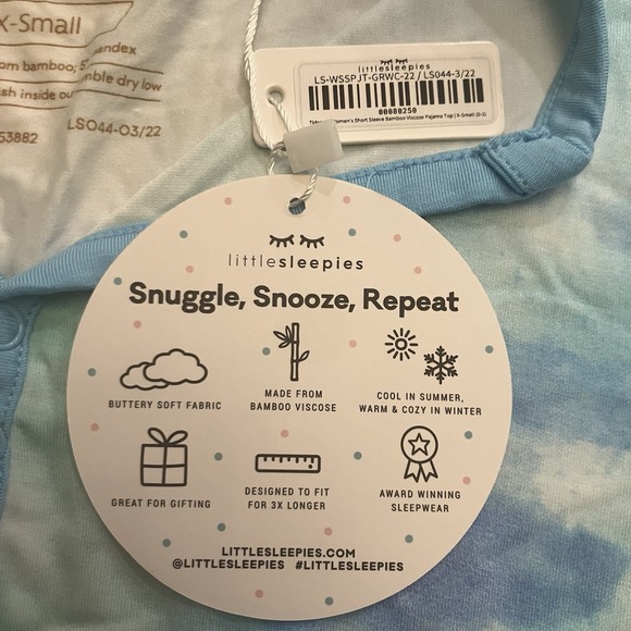Little Sleepies Watercolor Tidepool Womens Bamboo PJ Set Size XS pants Shirt NEW - Picture 4 of 10
